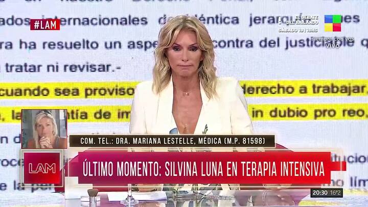 Silvina Luna volvió a ingresar a Terapia Intensiva