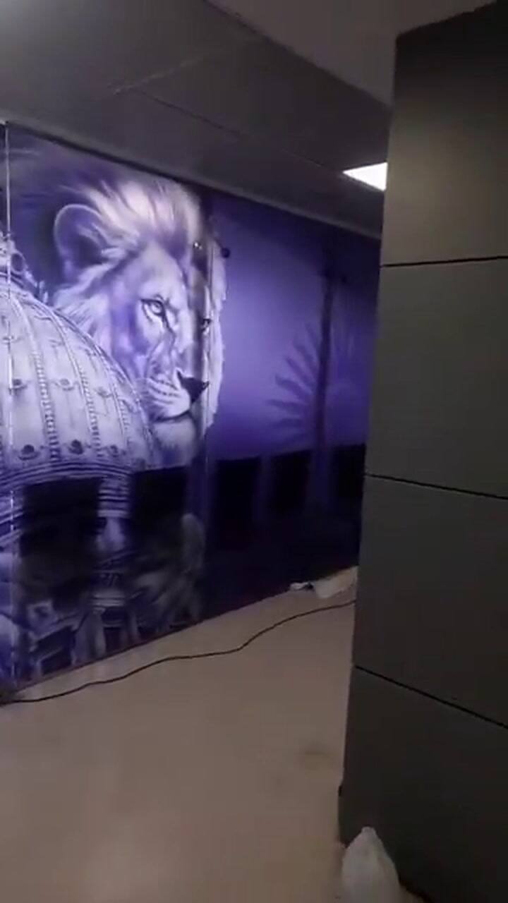 La Libertad Avanza ploteó con un león violeta una sala de reuniones del anexo de Diputados