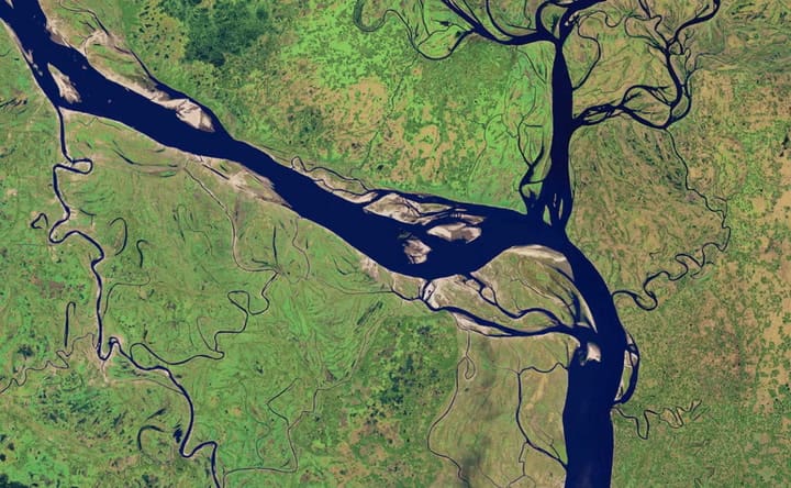 Landsat mostró cómo fue el cambio del río Padma desde 1988 hasta 2018