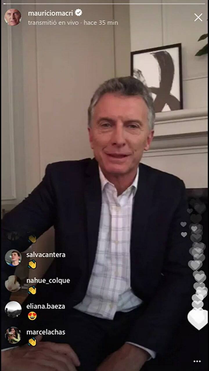 El vivo de Mauricio Macri en Instagram entero
