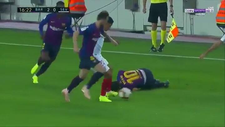 Así fue la grave lesión de Messi - Fuente: Twitter