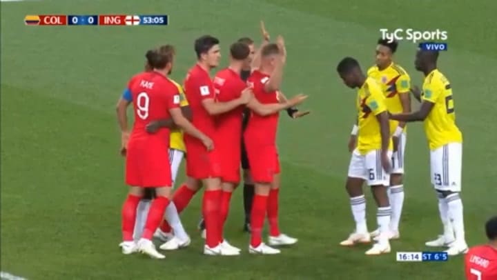 Así fue la jugada del penal para Inglaterra en el partido ante Colombia - Fuente: TyC Sports