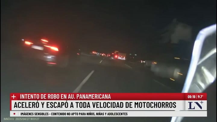 Panamericana: dos motochorros intentaron robarle la moto, aceleró y escapó a toda velocidad