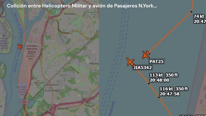 El audio previo al choque del avión en Washington