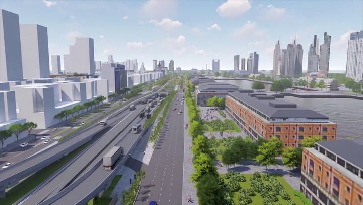Como va a quedar el paseo lineal de Parque del Bajo - Fuente: GCBA