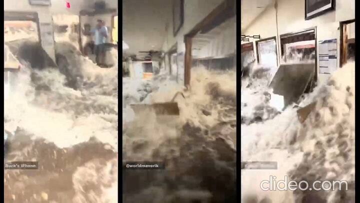 El video de la enorme ola que arrasó con todo en un restaurante de la base militar estadounidense en las Islas Marshall