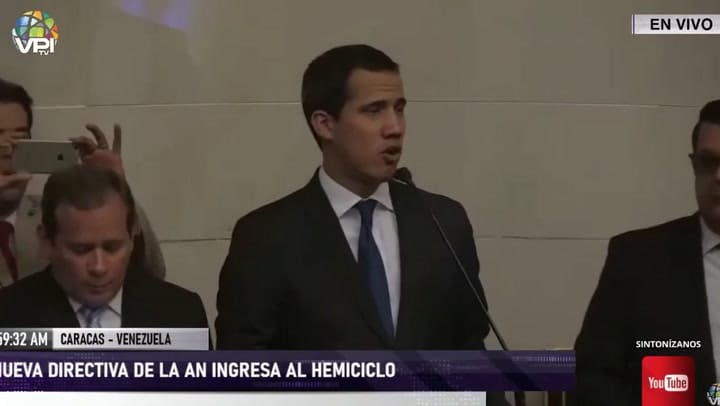 El discurso de Guaidó al entrar al Parlamento - Fuente: VPI TV