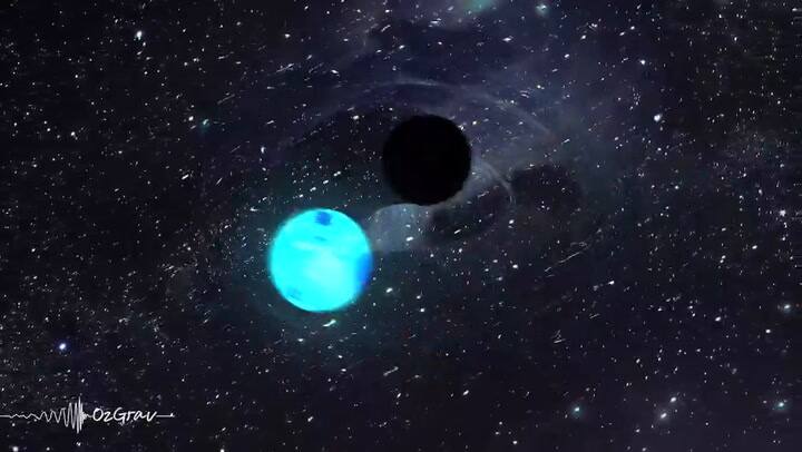 Un agujero negro impactó contra una estrella de neutrones y el efecto se sintió en la Tierra