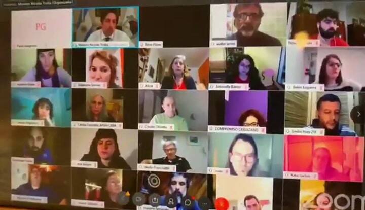 Zoom del.ministro Trotta con los gremios docentes