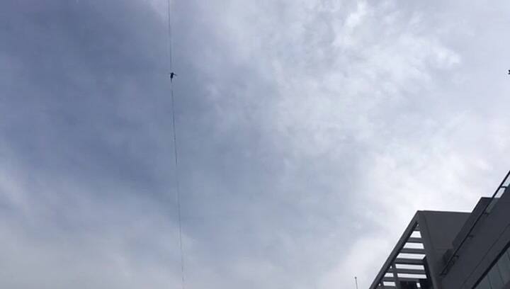 Los highliners que marcaron el récord urbano para la Argentina