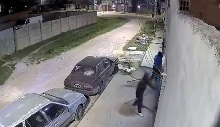 Entraron a robar en un complejo de departamentos y escaparon con un lavarropas al hombro.