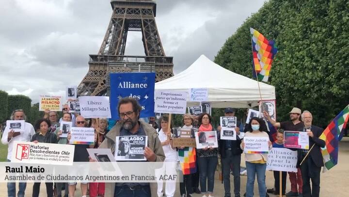 Piden por la liberación de Milagro Sala frente a la Torre Eiffel