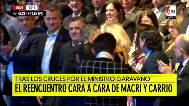 Así fue el saludo entre Macri y Carrió - Fuente: A24