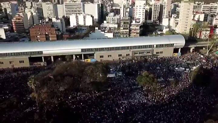 Las vistas aéreas de la concentración de hoy en Barrancas de Belgrano. Ricardo Pristupluk