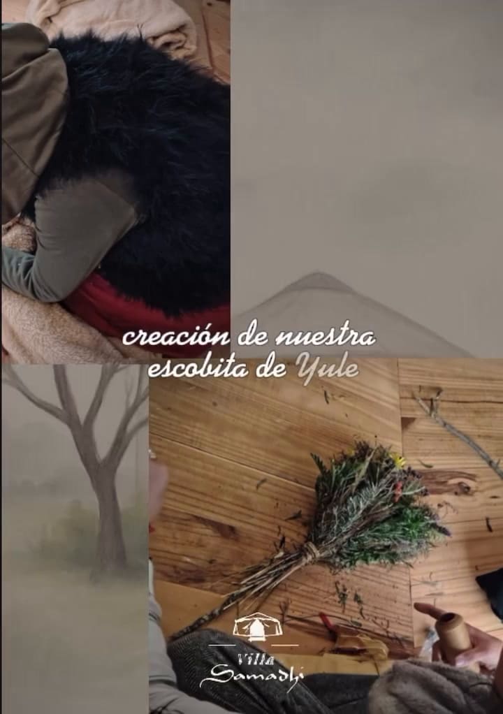 Ritual de la escoba de Yule durante el solsticio de invierno