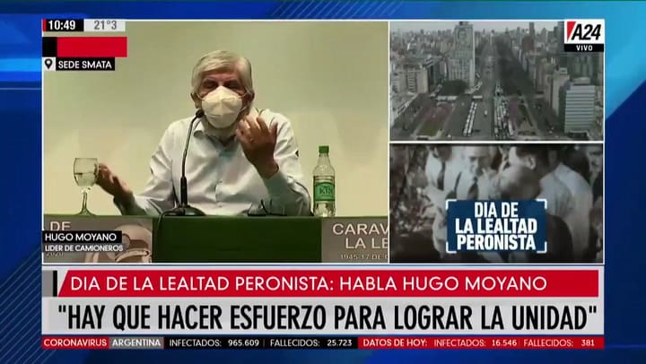 Hugo Moyano habló sobre las marchas en contra del Gobierno - Fuente: A24