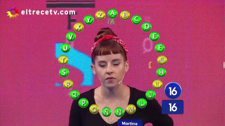 El momento en que Martina completa El Rosco y se lleva $1.340.000