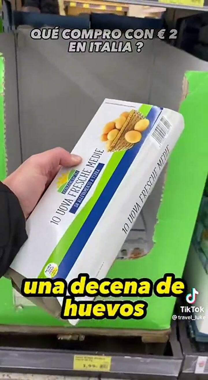 Un argentino mostró qué se puede comprar en un supermercado de Italia con dos monedas