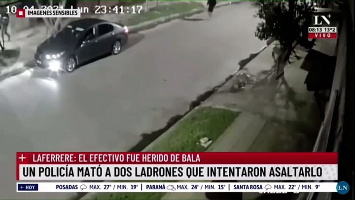 Un policía mató a tiros a dos ladrones e hirió a un tercero en Laferrere