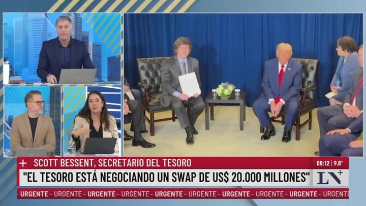 EE.UU. negocia un swap por US$20.000 millones con la Argentina