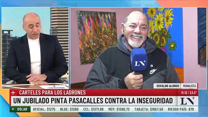 Un jubilado pinta pasacalles contra la inseguridad