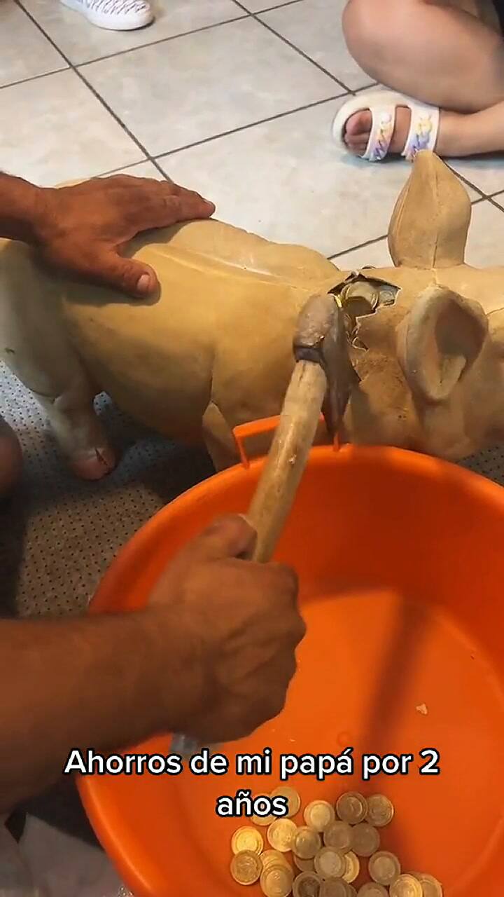 Familia mexicana rompe el chanchito luego de dos años de ahorro