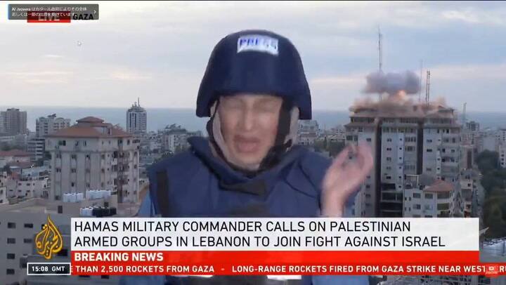 Copy of Guerra en Medio Oriente: el video en el que bombardearon un edificio en Gaza a espaldas de una periodista que transmitía en vivo