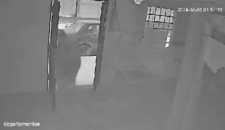 Cámara de seguridad grabó el momento en que la banda abrió el portón a la fuerza.