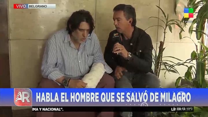 Habló el hombre al que se le cayó un vidrio en la cabeza, mientras tomaba un café en la vereda