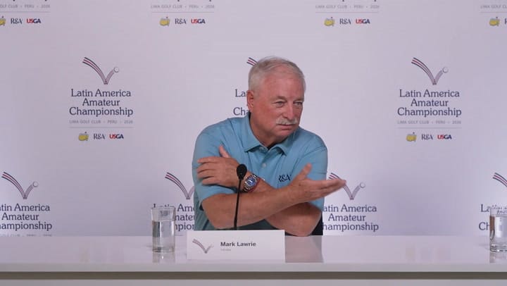 El Regional Manager Director de la R&A para Latinoamérica y Caribe, Mark Lowrie, bromeó sobre el liderazgo de Andy Schönbaum (h) en el LAAC. Fuente: LAAC