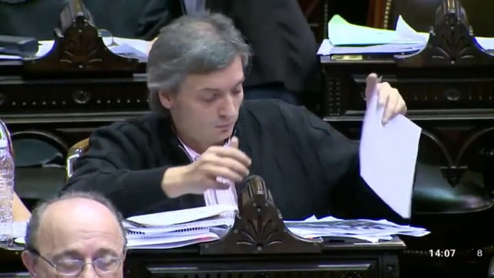 Maximo Kirchner, en su exposición en Diputados sobre las tarifas - Fuente: YouTube