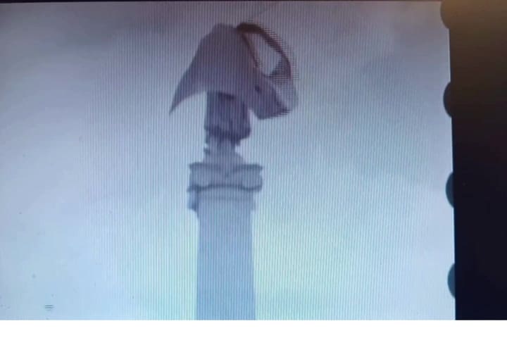 La filmación del momento en que se destapa el Monumento a Colón