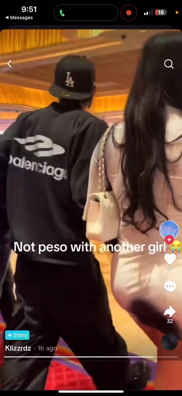 Peso Pluma con una chica que no es Nicki Nicole en Las Vegas