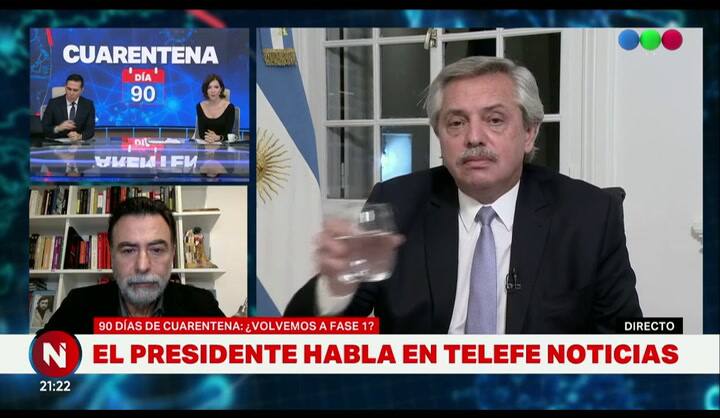 Entrevista a Alberto Fernández - Fuente: Telefé Noticias