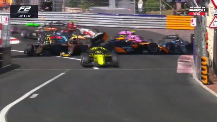 La caótica largada en el Gran Premio de Mónaco de Fórmula 2