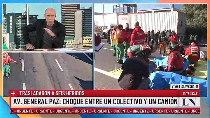 El video que muestra el impresionante choque entre un colectivo y un camion en General Paz