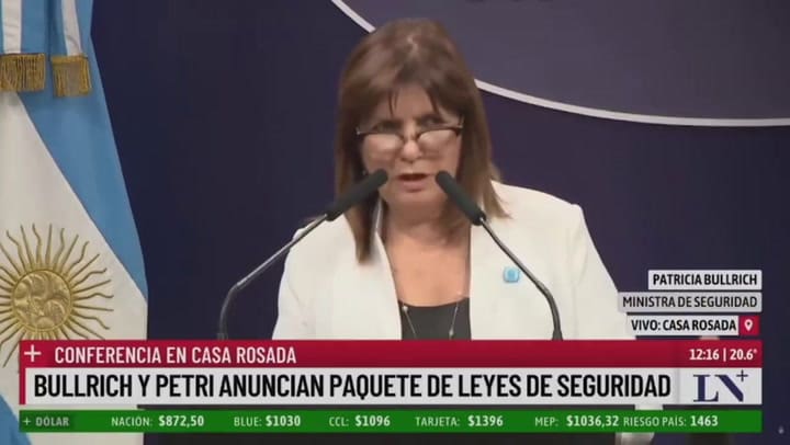 Bullrich: "Vamos a enviar al Congreso la Ley Antimafia”