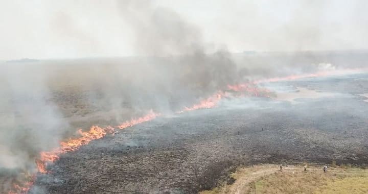 Así avanzaba el fuego en Yerbalito, en la zona del noroeste de la Reserva Iberá
