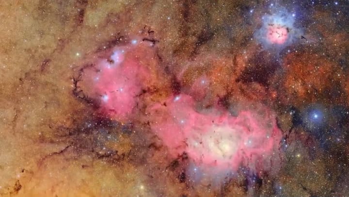 Un barrido por la nebulosa Trífida y Laguna, imagen captada por el Observatorio Vera C. Rubin