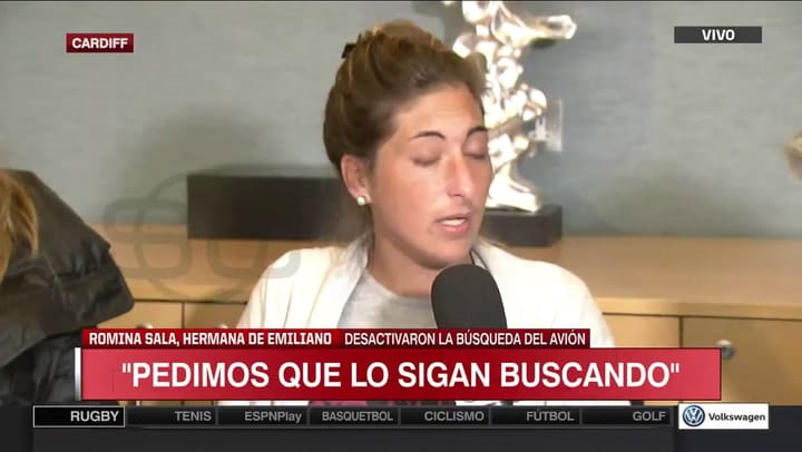 Romina Sala, hermana de Emiliano Sala, pedía desesperadamente que busquen al futbolista