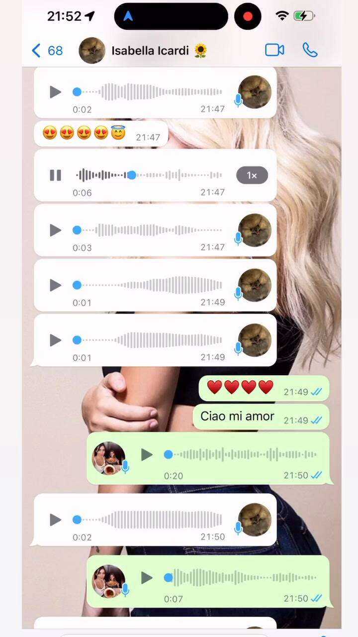 Wanda Nara enseñó los mensajes que Isabella le envió antes de dormir