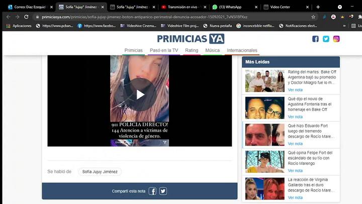 Sofía 'Jujuy' Jiménez mostró cómo funciona el botón antipánico tras sufrir el acoso de un desconocid