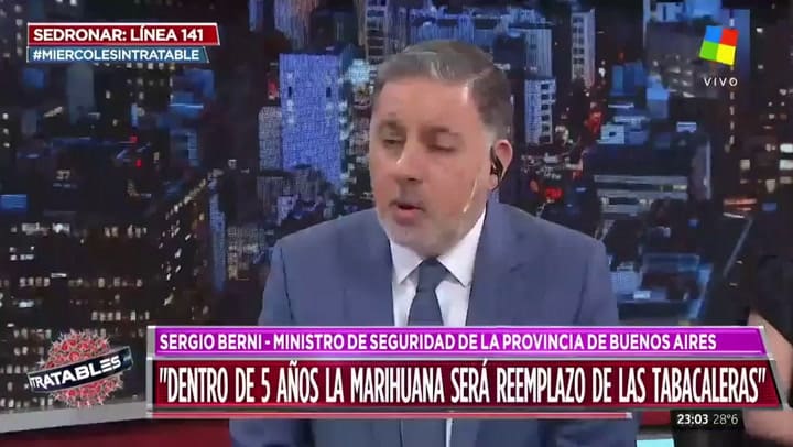 Sergio Berni: 'La marihuana será el reemplazo del tabaco' - Fuente: América TV