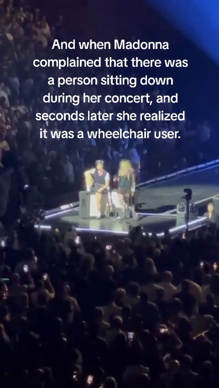 Madonna critica a un fan por sentarse durante un concierto antes de darse cuenta de que estaban en silla de ruedas