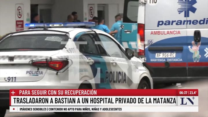Trasladaron a Bastian a un hospital privado en La Matanza