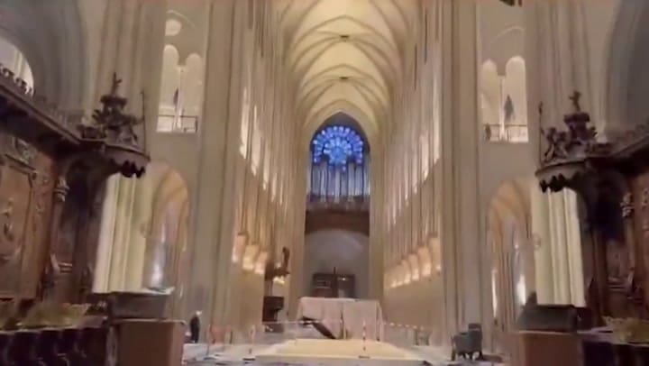 Un video muestra cómo quedó el interior de la catedral de Notre Dame que reabrirá sus puertas tras cinco años de reformas