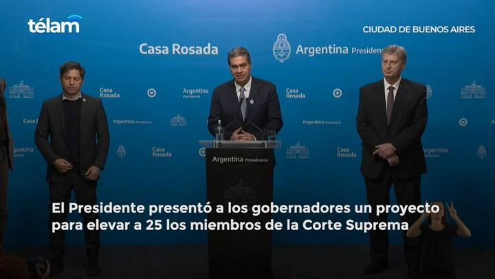 El Presidente presentó a los gobernadores un proyecto para elevar a 25 los miembros de la Corte