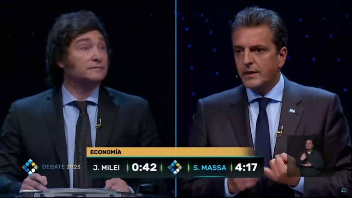 Debate presidencial: Javier Milei vs. Massa