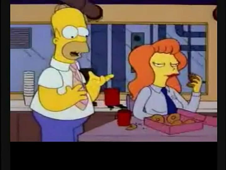 Homero Simpson es seducido por una nueva empleada de la planta que también ama las donas