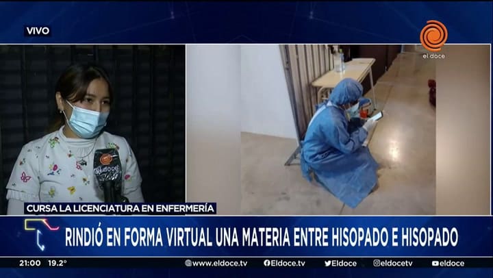 Una enfermera rendía examen mientras hisopaba